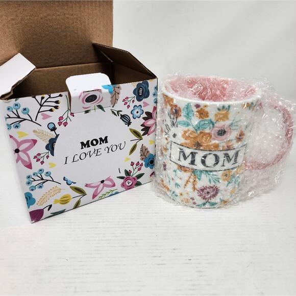 Mom Coffee Cup  Ceramic Gift Mother's Day Birthday Floral Gift New in Box - Picture 3 of 7